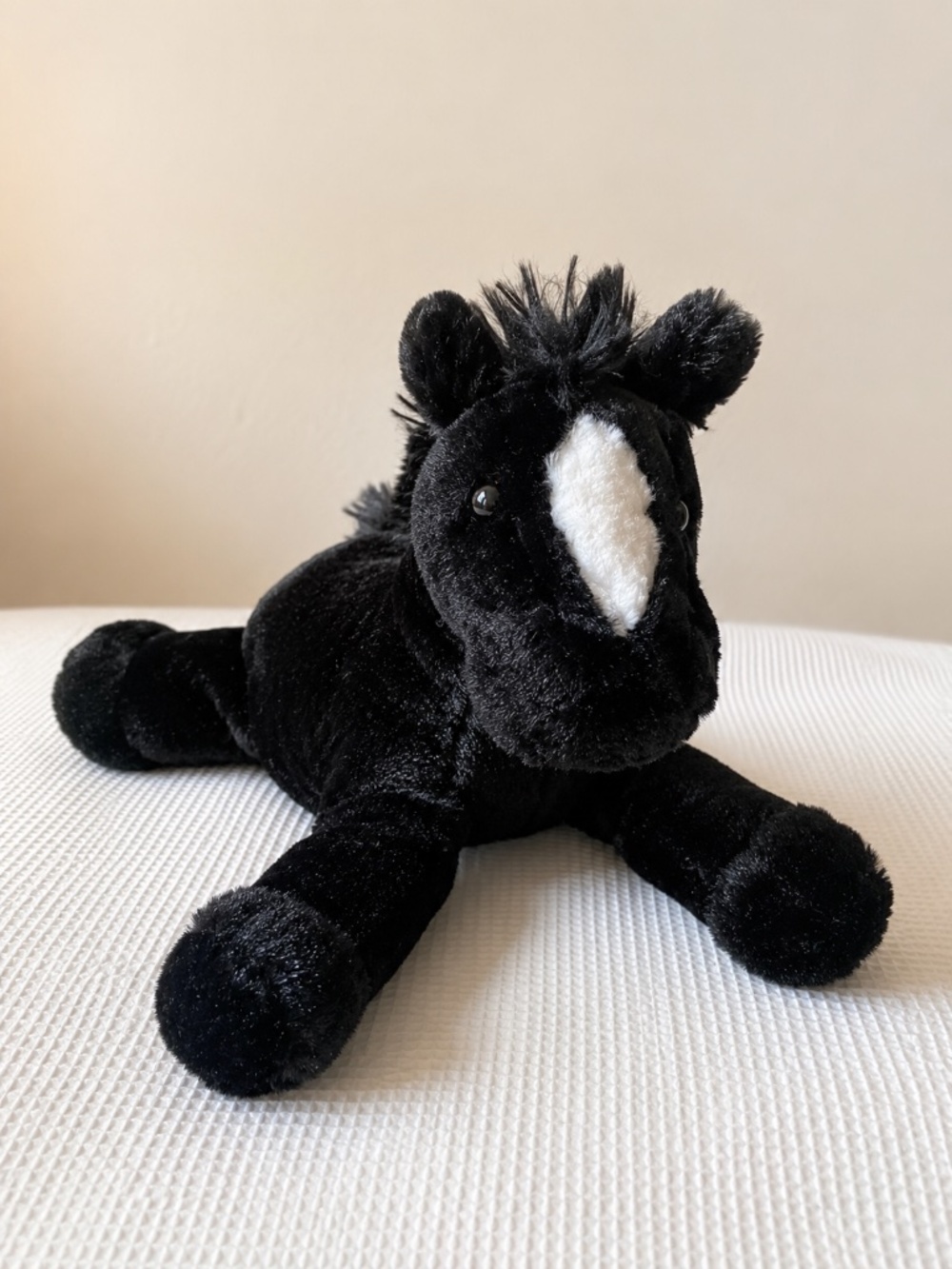 Vintage Mary Meyer Black Horse Plush 10” Floppy Lying Down Pony Stuffed Animal